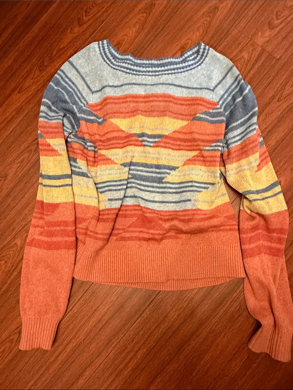 Pendleton Striped Crewneck Sweater in Orange, Yellow & Blue